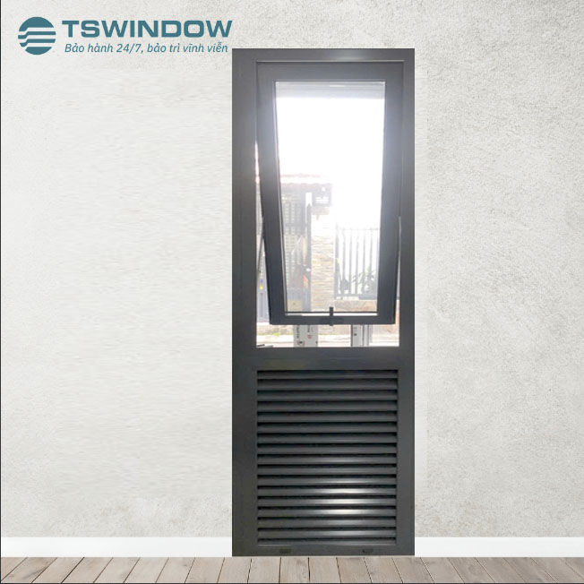 cửa sổ nhôm kính hất 1 cánh phối hợp khung cố định